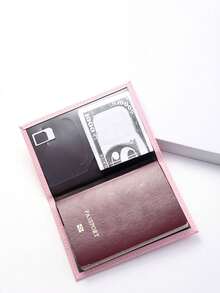 1 件大容量 PU 皮革护照夹，多功能护照夹，适用于户外旅行、商务旅行必备品、健身露营度假必备品、度假配件、旅行配件、邮轮护照夹 - 粉色 - 查看 4