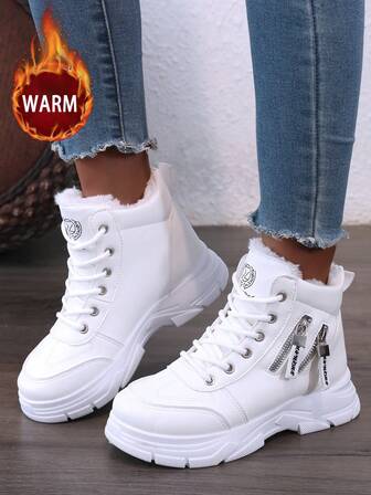 Ett par snökängor för kvinnor, rund tå, platt klack, varm, halkfri, högtopp, moderiktig, avslappnad, lämplig för medelålders kvinnor, utomhus, köldbeständig, stora storlekar EU 35-44 Flerfärgad valfri