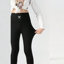 Leggings casual e spessi con stampa di squalo per ragazze pre-adolescenti