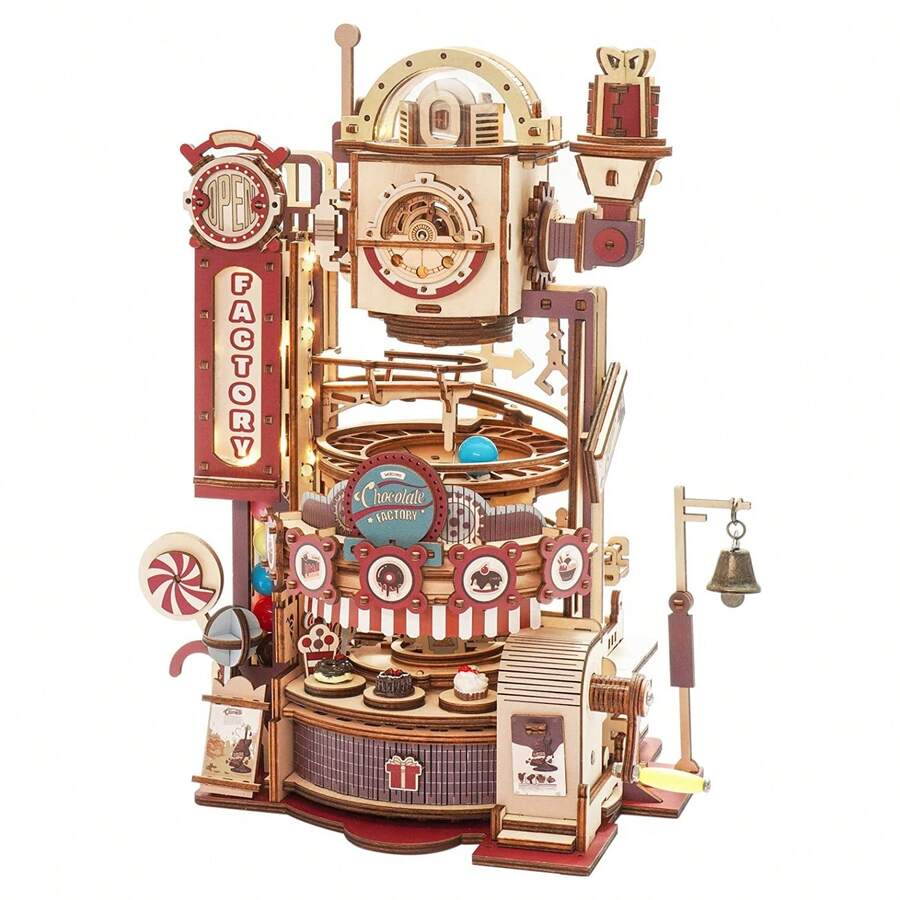 Robotime 3D Puzzles For AdultsWooden Marble Run Chocolate Factory