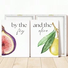 2 pièces/set Peinture murale suspendue sur canevas, ensemble d'impression de peinture murale islamique à la figue et à l'olive, décoration de cuisine islamique à l'aquarelle, affiche d'art islamique, cadeau pour maman, décoration de la maison