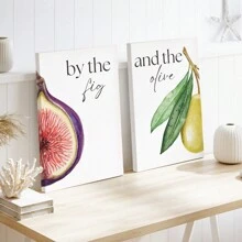 2 pièces/set Peinture murale suspendue sur canevas, ensemble d'impression de peinture murale islamique à la figue et à l'olive, décoration de cuisine islamique à l'aquarelle, affiche d'art islamique, cadeau pour maman, décoration de la maison