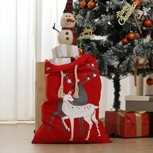 Túi đựng quà Giáng sinh hình ông già Noel, Túi vải bố đựng quà Giáng sinh hình ông già Noel tuần lộc có dây rút, Túi đựng quà Giáng sinh cỡ lớn có thể tái sử dụng được cá nhân hóa để đựng quà tặng tiệc Giáng sinh - Nhiều màu - Xem 1