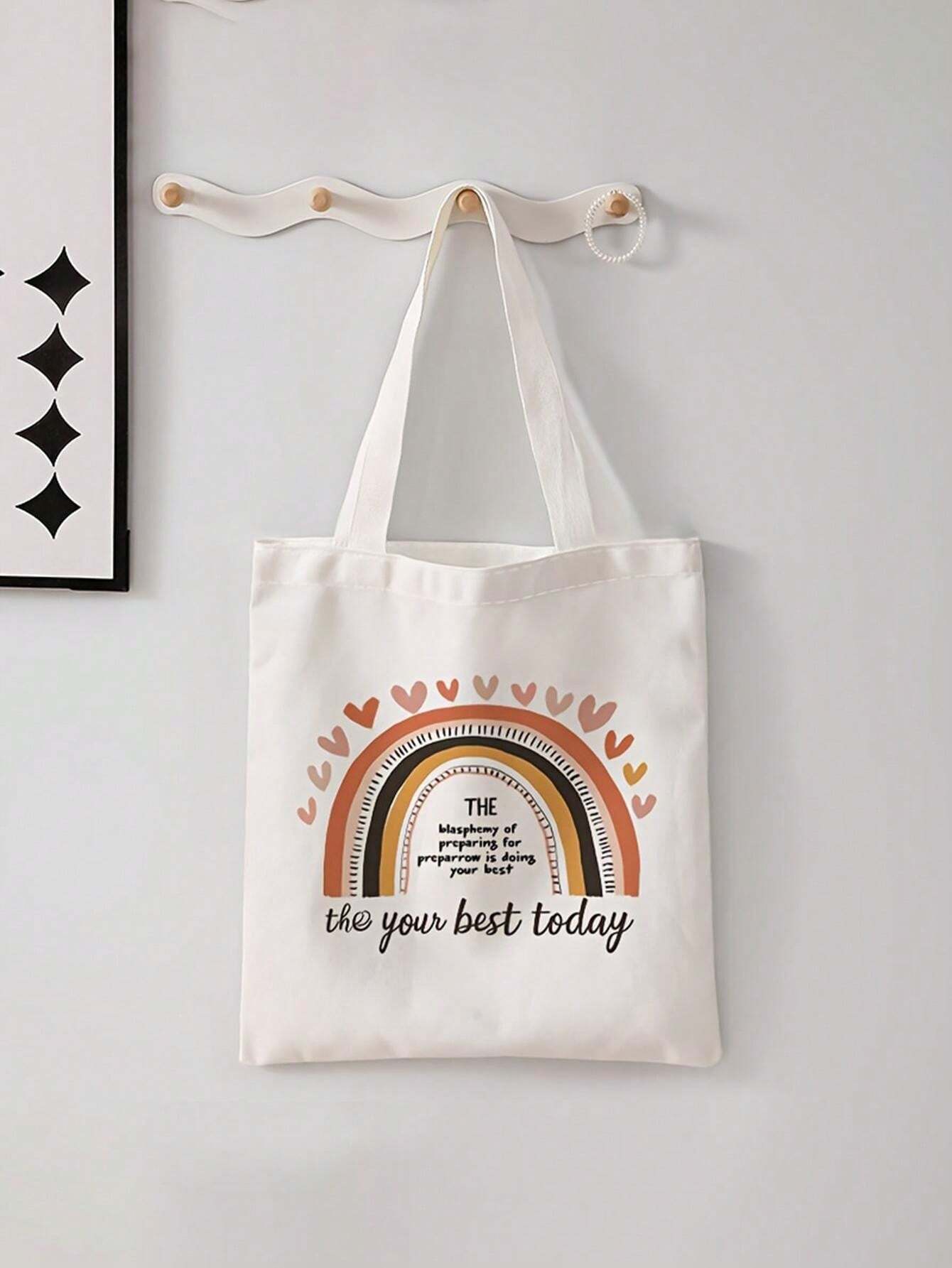 Vibrant Rainbow Chic Canvas Tote Bag Spacious, Reusable, And Stylish