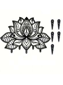 1 Lotus Metal Wall Mounted Key Hook, Modern Hollow Sculpture Decorative Coat And Hat Rack, Wall Mounted Storage Rack Hook, Home Bedroom Wall Decoration,Suitable For Modern Home Decor,Wall Deocr,Bathroom Deccor,Living Room Deccor,Kitchen Deccor,Room Deocr,Home Decor - 黑色 - 查看 6