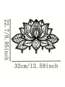 1 Lotus Metal Wall Mounted Key Hook, Modern Hollow Sculpture Decorative Coat And Hat Rack, Wall Mounted Storage Rack Hook, Home Bedroom Wall Decoration,Suitable For Modern Home Decor,Wall Deocr,Bathroom Deccor,Living Room Deccor,Kitchen Deccor,Room Deocr,Home Decor - 黑色 - 查看 2
