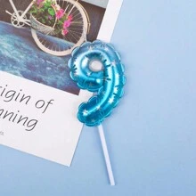 Blue Balloon Shaped Digital Birthday Candle Plugin Baking Cake Candle Decoration Decoration