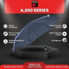 Knirps A.200 Medium Duomatic Automatic Open Close Rain Umbrella - Compact Windproof Umbrella For Rain - Travel Umbrella For Adults - 97cm Diameter Retractable Umbrella & Carrying Case - Màu xanh hải quân - Xem 2