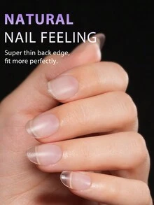 120 件法式设计全哑光白边黑边法式中短款芭蕾舞者杏仁方圆椭圆棺材法式尖头按压指甲 - 無色 - 查看 7