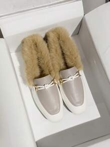 Mengshangli Dép xỏ ngón Mule mềm mại cho nữ, đế bằng và ấm áp, có lớp lót mềm mại, dễ mang - Nhiều màu - Xem 3