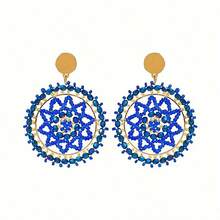 1 Cặp bông tai hạt thủy tinh dệt thủ công, bầu trời đầy sao xanh, phong cách Boho cổ điển, họa tiết hình học bất đối xứng, dành cho tiệc tùng, ngày lễ tình nhân, lễ hội âm nhạc, lễ hội hóa trang, quà tặng cho cô ấy - Nhiều màu - Xem 9