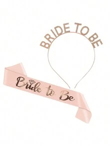 1 套玫瑰金/金色新娘腰带和头带，适合单身派对装饰、婚礼派对装饰、订婚派对装饰、送给新娘的礼物 - 彩色 - 查看 12