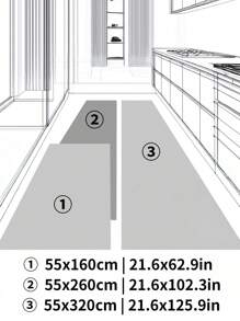 1pc 850g/㎡ Crystal Velvet Runner Rug, Minimalist Style Corridor Carpet, Entrance Mat, Home Decoration - Grey - View 3