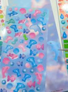 6pcs/Set Cute Gold Fish, Clover, Tomato Pattern Doodle Decorative Sticker Set Back To School - Red - View 8