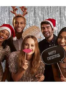 2 件装饰流苏窗帘，金属箔流苏门帘，闪亮流苏飘带，新年、婚礼、生日、毕业典礼、情人节、母亲节、节日背景装饰的派对装饰 - 彩色 - 查看 11