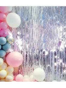 2 件装饰流苏窗帘，金属箔流苏门帘，闪亮流苏飘带，新年、婚礼、生日、毕业典礼、情人节、母亲节、节日背景装饰的派对装饰 - 彩色 - 查看 2