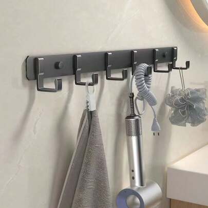 1pc Wall Mount Clothes Hanger Hooks, No-Drill Hanging Rack For Wardrobe, Bathroom, Door