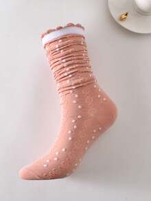 2 đôi tất giữ ấm chân in họa tiết cổ điển cho nữ, phong cách cổ điển cho mùa thu và đông - Nhiều màu - Xem 3