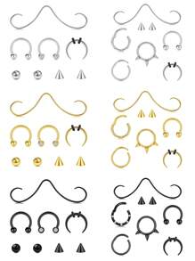 CIZME Mustache Septum Ring Septum Rings Septum Jewelry Septum Rings 16g Septum Piercing Septum Pincher 16 Gauge Septum Nose Rings Mustache Nose Ring Septum Silver Gold Black, - Septum Rings - View 12
