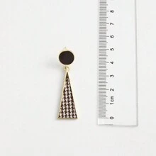 10 对/套复古千鸟格图案耳环，配珍珠和心形，金属吊坠耳环，休闲和工作装