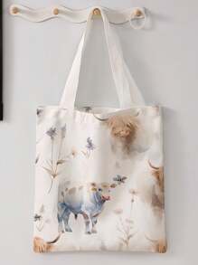 Borsa a spalla stampata reversibile con motivi di gatti e cani, borsa casual da viaggio e spiaggia di grande capacità, riutilizzabile, borsa a spalla casual da donna in tela di grande capienza, borsa da spiaggia, borsa shopping, borsa da spesa con stampe per donna