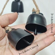 4 件装带绳铸铁牛铃，手工黄铜圣诞吊铃，声音清晰响亮，适合圣诞节、万圣节、复活节、感恩节装饰，树铃、门铃、派对节日配件 - 彩色 - 查看 11