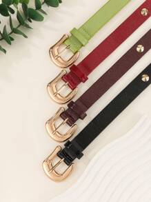 1 Pc Women's Luxury Casual Multi-Color Rivet Crocodile Grain Leather Belt, Versatile Daily Accessory