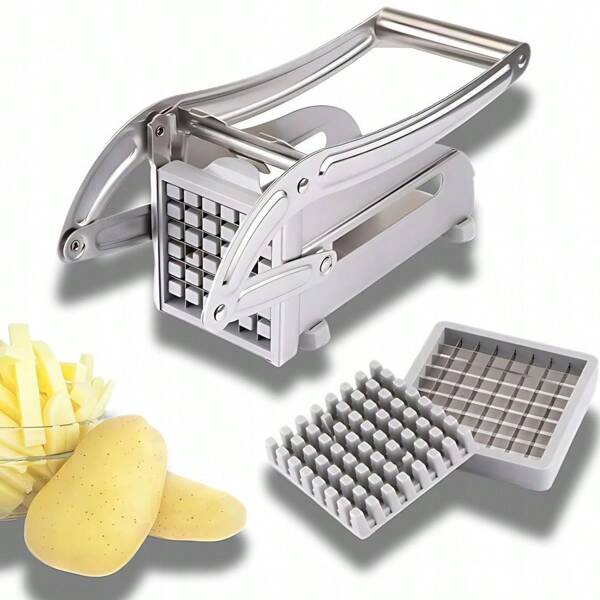 Máquina rebanadora para hacer patatas fritas, rebanadora de acero, rebanadora de patatas fritas, máquina de patatas, frutas, verduras, rebanadora. Cortador de patatas y cortador de patatas fritas que incluye dos cuchillas afiladas de acero inoxidable, cortador de patatas fritas.