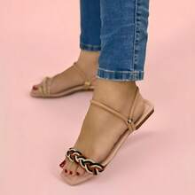 Women's Casual Flat Sandals Adjustable 2 In 1 Comfortable - Caramel/Rosé - Xem 2