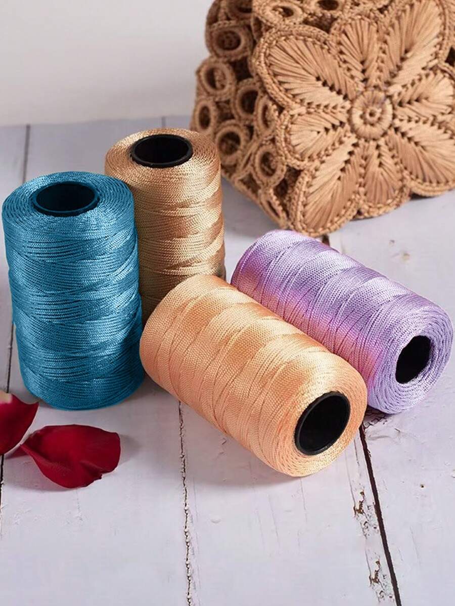 100g/cuộn, 250 yard, sợi tơ nhiều màu, thích hợp cho đan móc thủ công, tết bím, làm mũ, giày, gối và túi xách, lý tưởng cho các dự án DIY và quà tặng. - nhiều màu - Xem 1