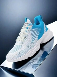 Zapatos casuales de primavera de moda de gran tamaño para hombres, ligeros, malla transpirable en múltiples colores, zapatos deportivos cómodos y de moda, suela blanda, superficie suave, zapatos para caminar - Azul - Ver 1