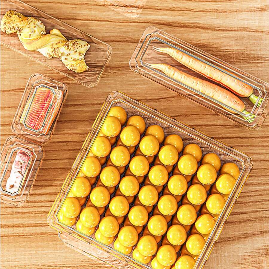 3pcs/6pcs/10pcs Stackable Transparent Food Storage Containers With Lids