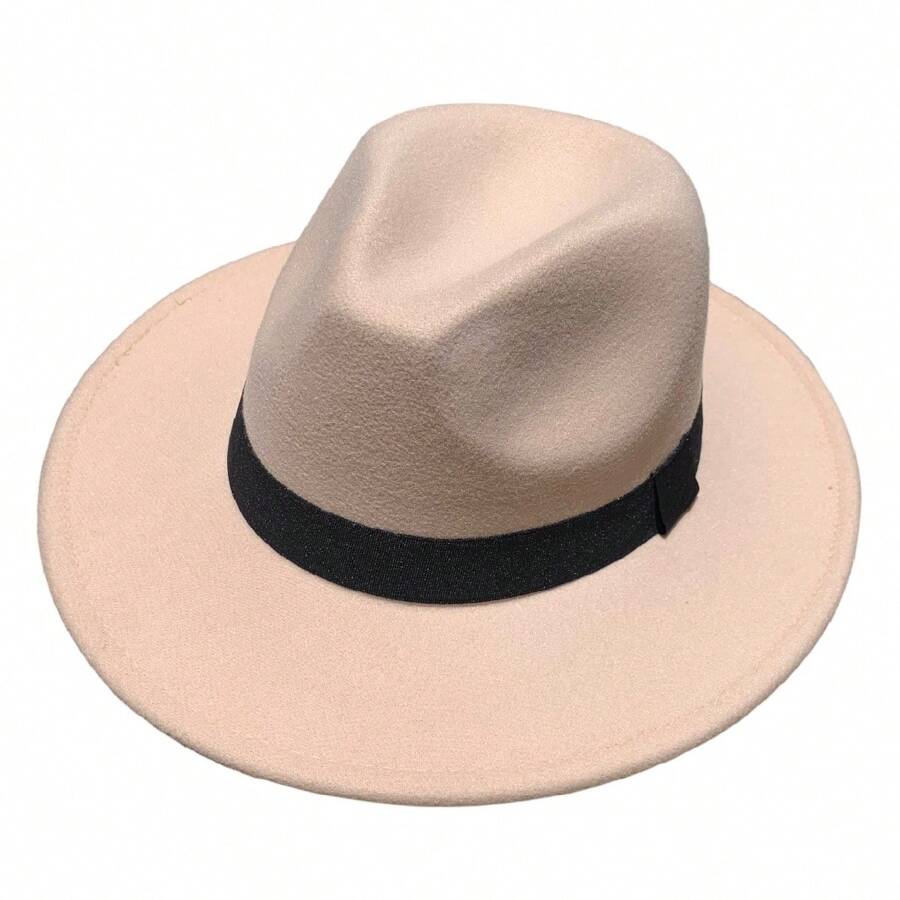 Classic Felt Fedora Hat Medium Straight Stiff Brim - 香檳色 - 查看 1