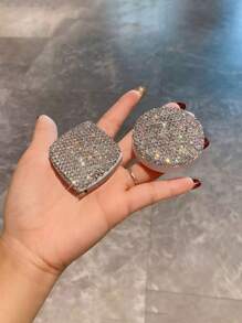 1/2pcs Diamond Shaped Round Tape Measure & Diamond Shaped Square Steel Ruler, Rhinestone Decorated Artistic Craft, Measure Waist, Bust And Garment Size - Cute Compact Design, Office Supplies, Retractable Ruler For Home Use, Mini Portable, Suitable For Daily Use, Handmade Craft - Multicolor - View 4