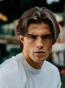 男士棕色短假发，带刘海，逼真合成发丝，适合日常佩戴、角色扮演、圣诞节、化装舞会和动漫服装，REEWES 男士假发