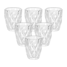 Jogo 6 Copos Vidro Diamond 270ml Linha Premium Luxo Copos Reforçados Vidro Grosso Água Suco Drinks Mesa Bar Elegante