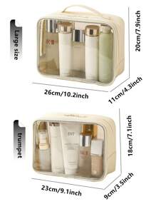1pc Transparent Toiletry Bag, PVC Material Waterproof Wear-Resistant Minimalist High-End Travel Portable Storage Pouch, Large Capacity Skincare Organizer Wash Bag Toiletry Travel Bag Makeup Storage Beach Beach Bag Vacation Holiday Essentials School Supplies Travel Essentials Ladies For College Dorm Bathroom