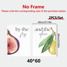2 pièces/set Peinture murale suspendue sur canevas, ensemble d'impression de peinture murale islamique à la figue et à l'olive, décoration de cuisine islamique à l'aquarelle, affiche d'art islamique, cadeau pour maman, décoration de la maison