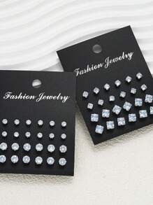 17KM 48 sztuk zestaw kwadratowych kolczyków z cyrkonii sześciennych, neutralne pod względem płci na wakacje, daty, urodziny, prezenty świąteczne, codzienne dopasowanie - Styl 3-48 sztuk - Zobacz 5