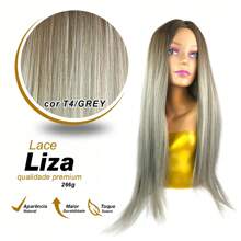 Long Straight Organic Lace Wig 70 Cm Primium Fiber Light Daily Use - Platinum - Xem 5