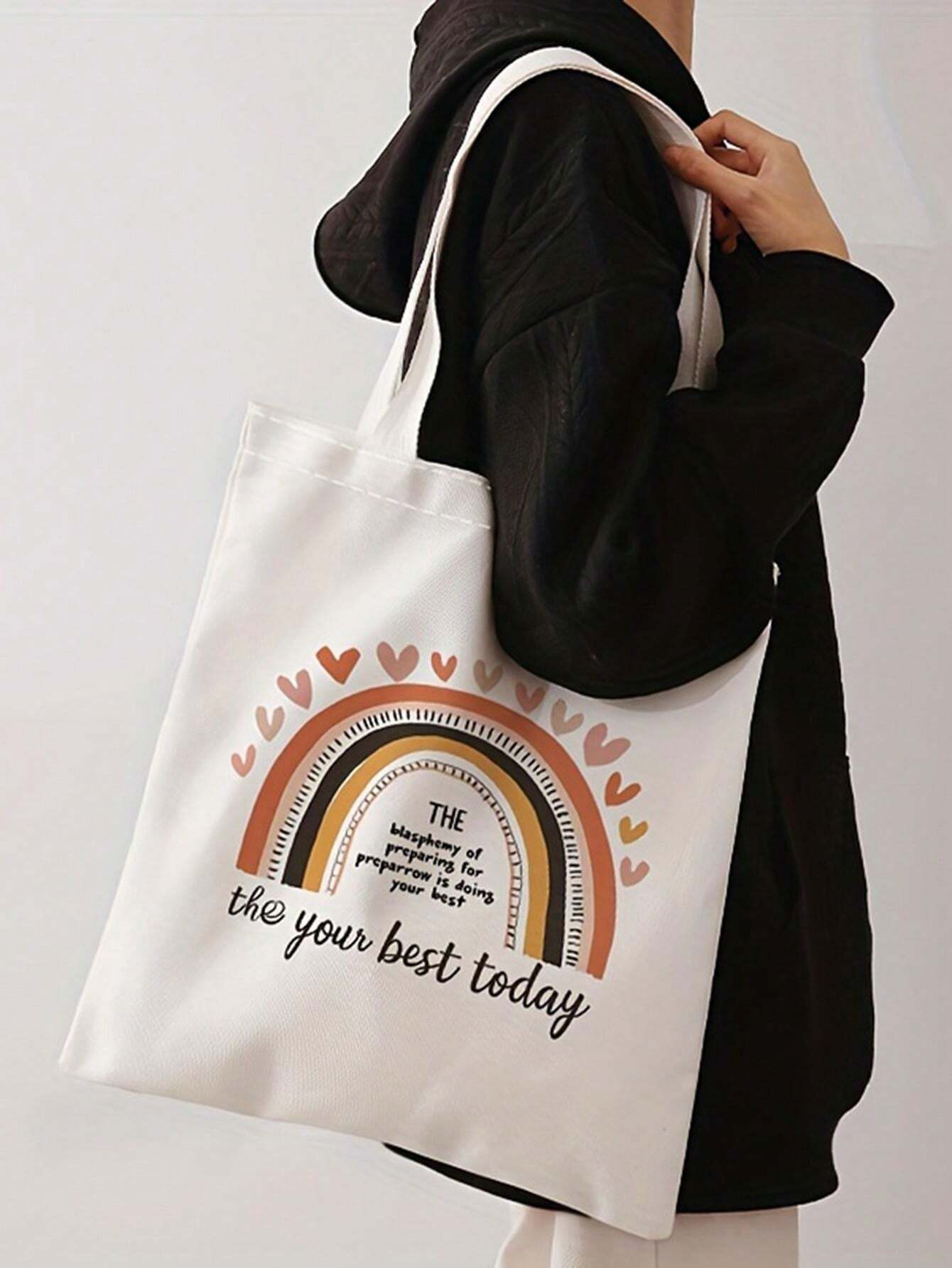 Vibrant Rainbow Chic Canvas Tote Bag Spacious, Reusable, And Stylish