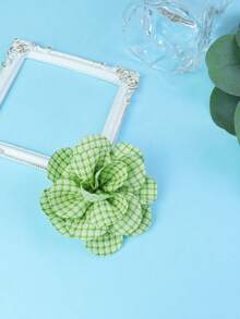8cm Korean/Ins Style Plaid Girl Cute Hyuna Flower Brooch, Multi-Color Fabric Pin, Versatile Fashion Accessory - Flower - View 3