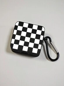 Kariertes Kopfhörertasche, schwarze Kopfhörertasche mit 1 Kopfhörertaschen-Clip, kompatibel mit Hülle, Pro (2. Generation), 3, Pro, 1/2, 4