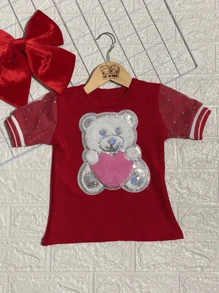 Girls' Set For Girls And Girls - Pompom Bears - For Girls - For Parties - Girls - Women's - We Guarantee The Color, But The Print Varies - 紅色 - 查看 2