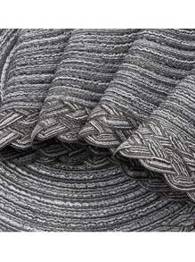 Okrągłe podkładki 2/4/6/8 szt. Zestaw - tkane, odporne na ciepło, antypoślizgowe maty na stół kuchenny, 15 cali, zmywalne maty na stół do kolacji, grilla, do użytku wewnątrz i na zewnątrz (czarno-szary) - Szary - Zobacz 5