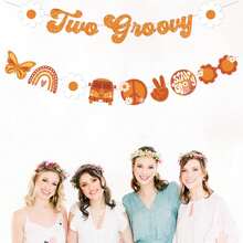 Hai biểu ngữ Groovy với vòng hoa cúc Boho trên bánh trang trí tiệc sinh nhật Hippie Chúng ta có thể đợi biểu ngữ với vòng hoa trên bánh trang trí tiệc sinh nhật gấu tiết lộ giới tính - nhiều màu - Xem 7