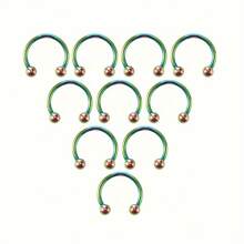 SENLANSP 10 件不锈钢马蹄鼻环、唇环、耳环、男女通用身体首饰套装 - 鼻環耳環套裝 - 查看 7