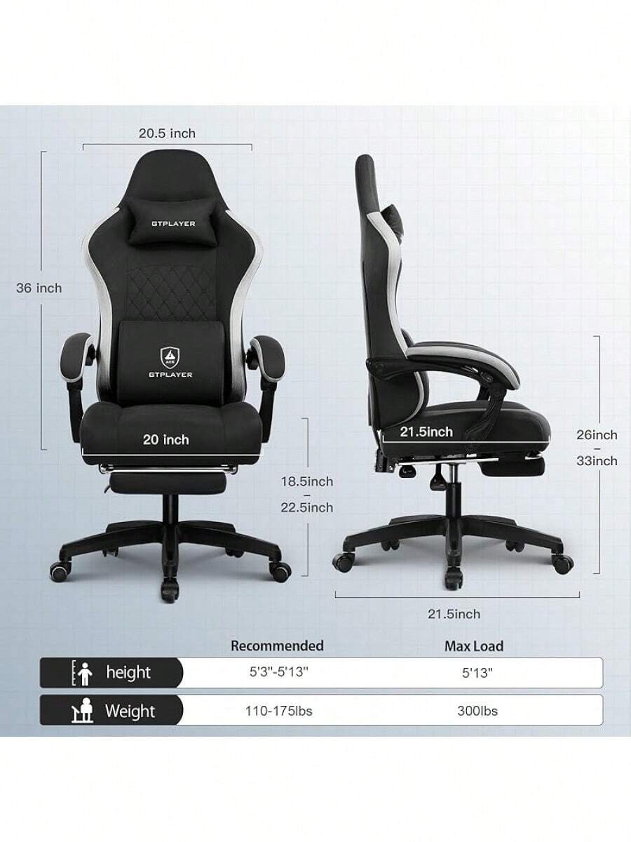 GTPLAYER Gaming Chair, Computer Office Chair With Pocket Spring Cushion