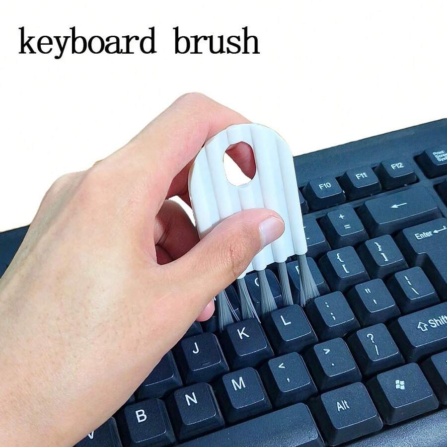 4pcs White Keyboard Crevice Brush, Gray Curly Cup Cover Brush, Kitchen