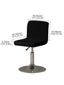 1pc Waterproof Full Coverage Office Chair Cover For Swivel Barstool, High Elasticity Dustproof Cat Scratch Resistant Universal Short Back Chair Cover, Suitable For Home, Bar, Office, Black